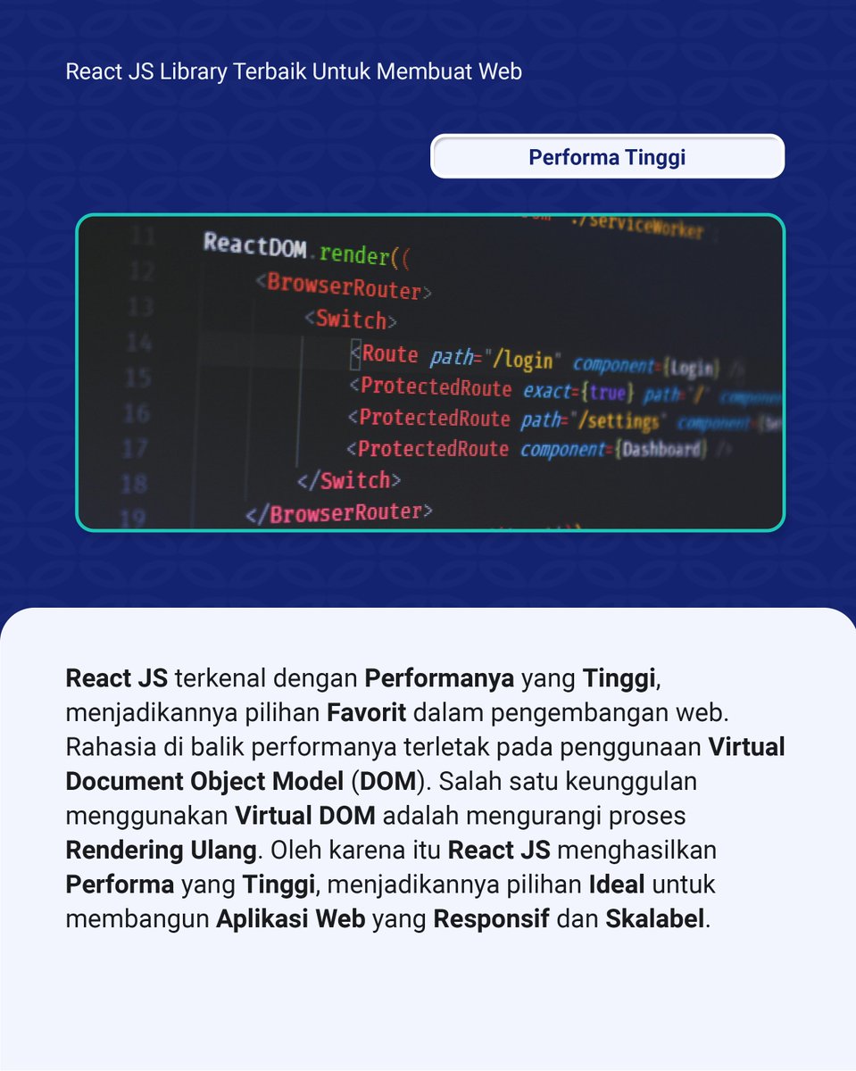 AccelistEdukasi's tweet image. Kenapa React JS menjadi pilihan utama untuk pengembangan web? Ini alasannya🚀⁣
⁣
#ReactJS #libraryweb #library #website #belajarcoding #coding #AEDU #accelistedukasiindonesia