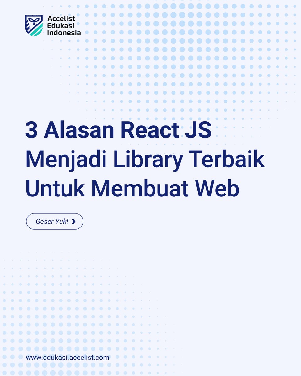 AccelistEdukasi's tweet image. Kenapa React JS menjadi pilihan utama untuk pengembangan web? Ini alasannya🚀⁣
⁣
#ReactJS #libraryweb #library #website #belajarcoding #coding #AEDU #accelistedukasiindonesia