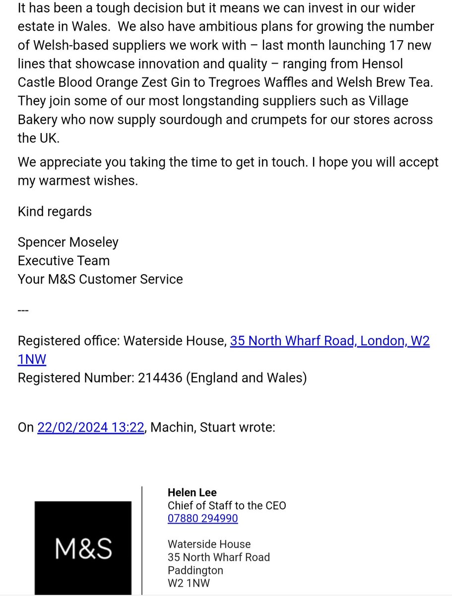 #SaveNeathMandS @neathbenefice @StThomasNeath @stilltydneath @NPTCouncil @NeathTCouncil Not surprisingly a prompt but corperate reply to my letter to the CEO @marksandspencer. Unfortunately new & updated stores in Llandudno, Wrexham,Culverhouse Cross, Cardiff City Centre and ...