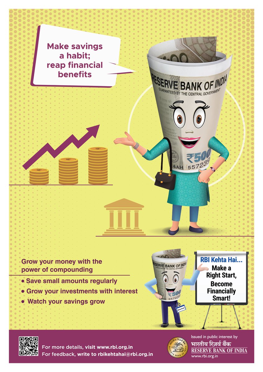 .@RBI Kehta Hai.. Make a right start.. Become Financially Smart! Grow your money with the power of compounding. #BeAware #rbikehtahai #RightStart #FinanciallySmart #FinancialLiteracyWeek #FinancialLiteracyWeek2024 #FLW2024 m.rbi.org.in/FinancialEduca…