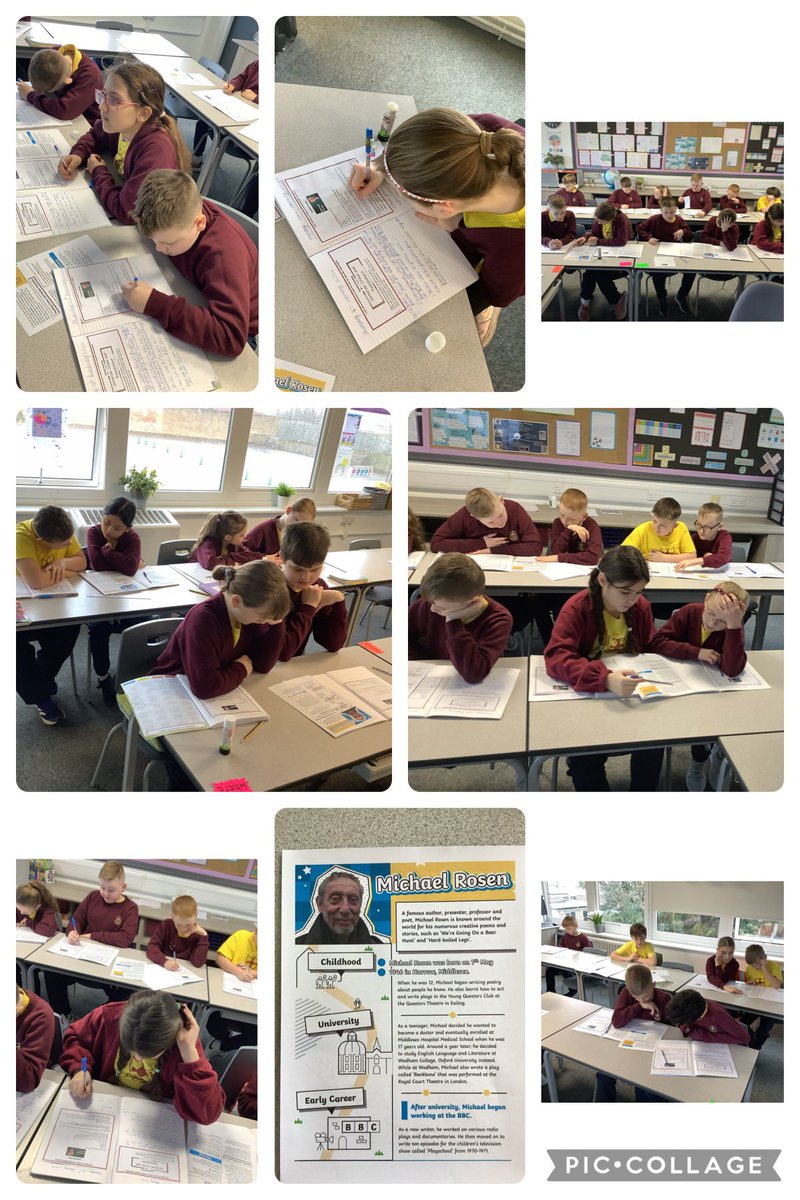 This morning we have looked at a Michael Rosen fact file reading to explore some of his poetry in literacy this week ✍️❤️ #year5 #poetry #michaelrosen