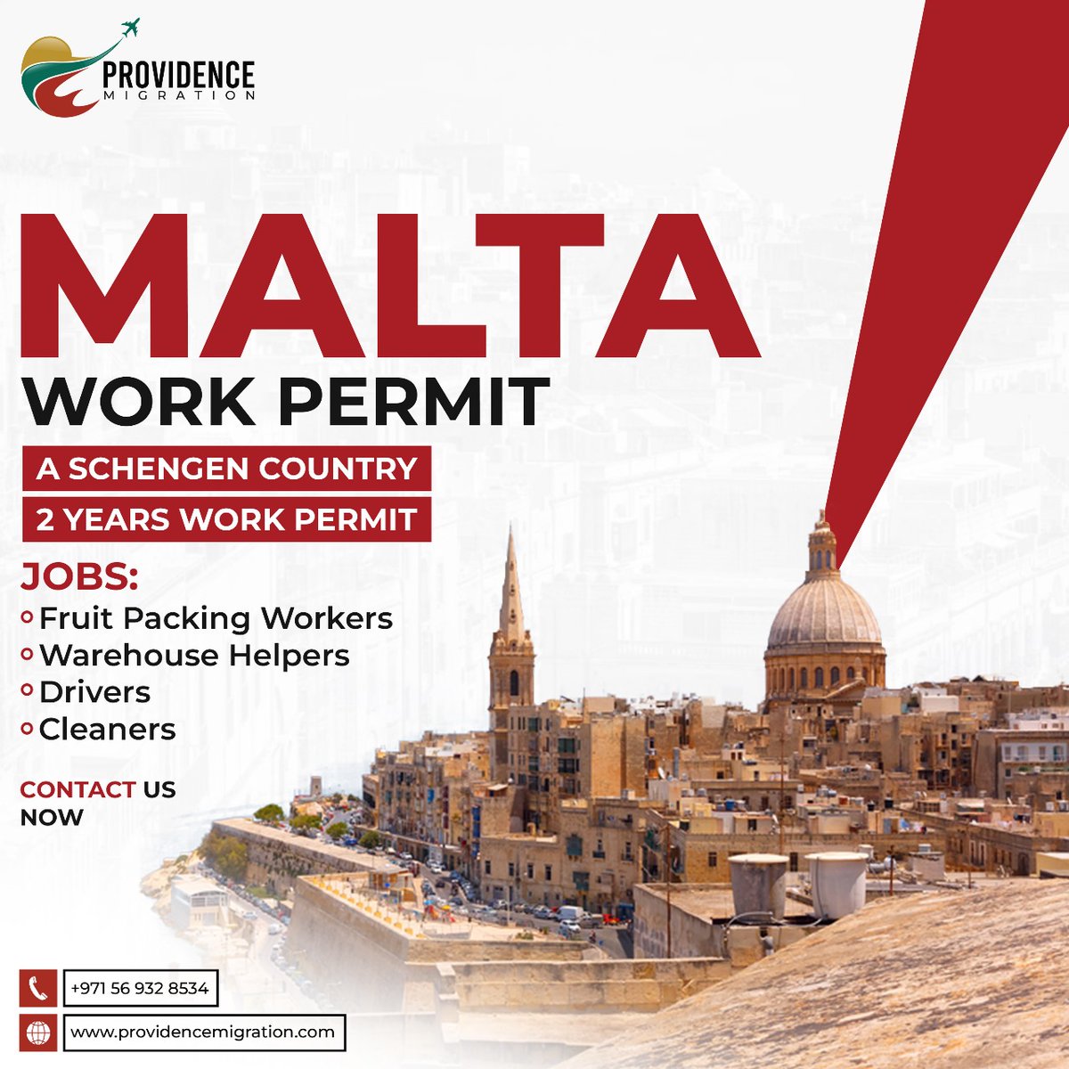 Providence_uae's tweet image. 🇲🇹 Exciting news! Malta awaits with opportunities for you! ⏳🗺️ Secure your chance to work in this Schengen Country with a 2 years work permit.
Jobs available: 
✅Fruit packing workers 🍇📦
✅Warehouse helpers 🏢💪
✅Drivers 🚚🚗
✅Cleaners 🧹
#providence #europework #live #visa