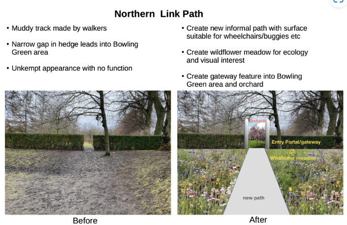 Ultimately, the park is all about the wellbeing, mental and physical, of the community that uses it. We have many projects aimed at improving its amenities. These include a covered cafe/new toilet, a bike track for young people and an improved path network.