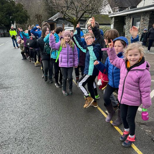 .@grasmereschool  & Nursery stepping out through #grasmere helping the @GrasmereWI `step challenge` raising money for the wonderful @stmaryshospice.  

Such a #fabulous #community.
#lovewherewelive #greatfun #charity #wilifemagazine #womensinstitute