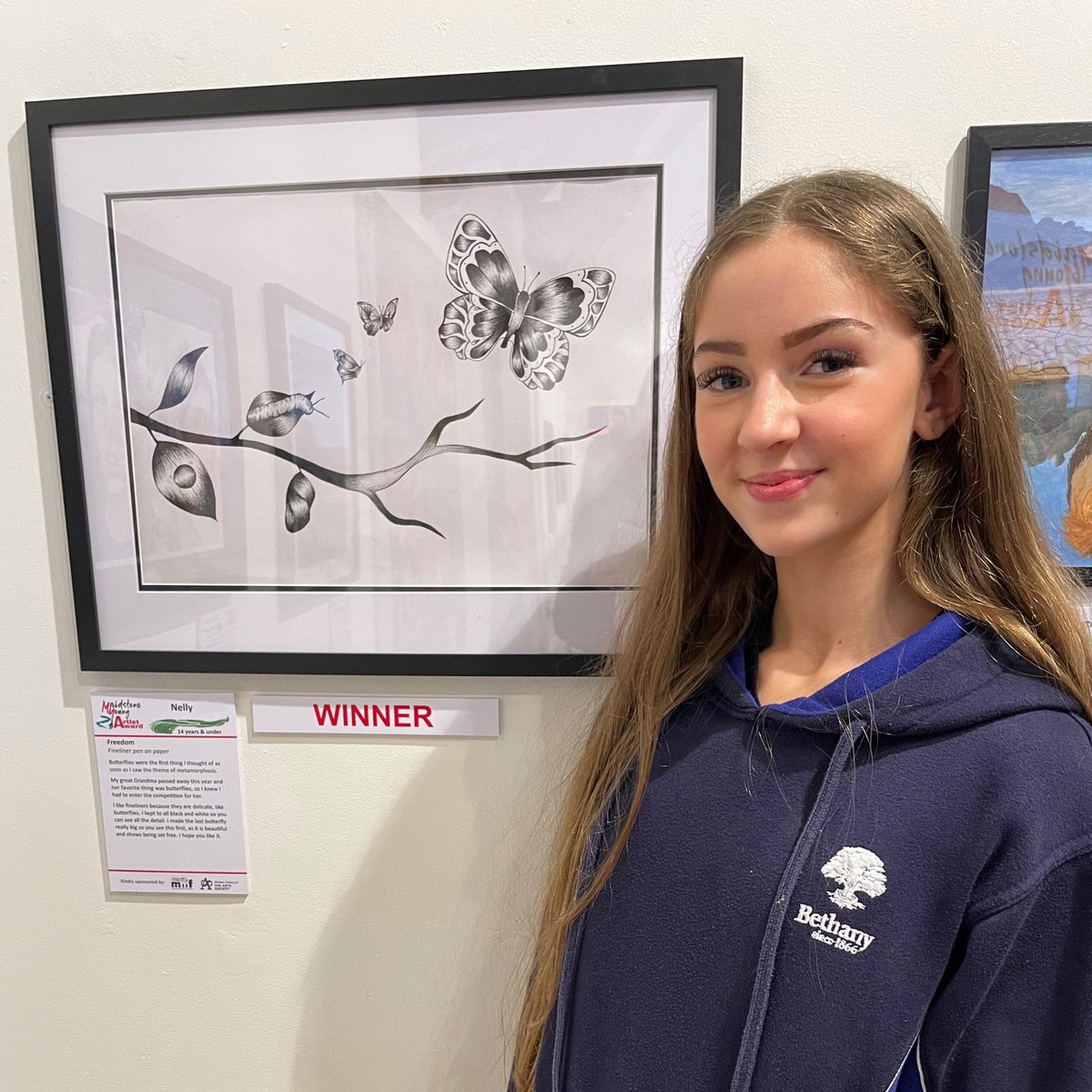 Congratulations to Nelly, Year 8 Art Scholar at Bethany, on winning the Maidstone Young Artist Award for 2024. Nelly’s winning piece, ‘Freedom’, was created using fine liner pen on paper. Well done, Nelly! See Nelly's artwork 👉 hubs.la/Q02mb20L0 #bethanyschool #art