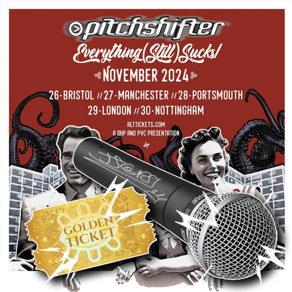 Congrats to Luke G for winning the Pitchshifter Golden Ticket for our @DHPFamily gig at @thisisgorilla! Luke'll get awesome prizes (like one of J.S.'s personal microphones, signed, and an awesome meet-the-band opportunity)! See you down the front! buff.ly/3T1hTAg