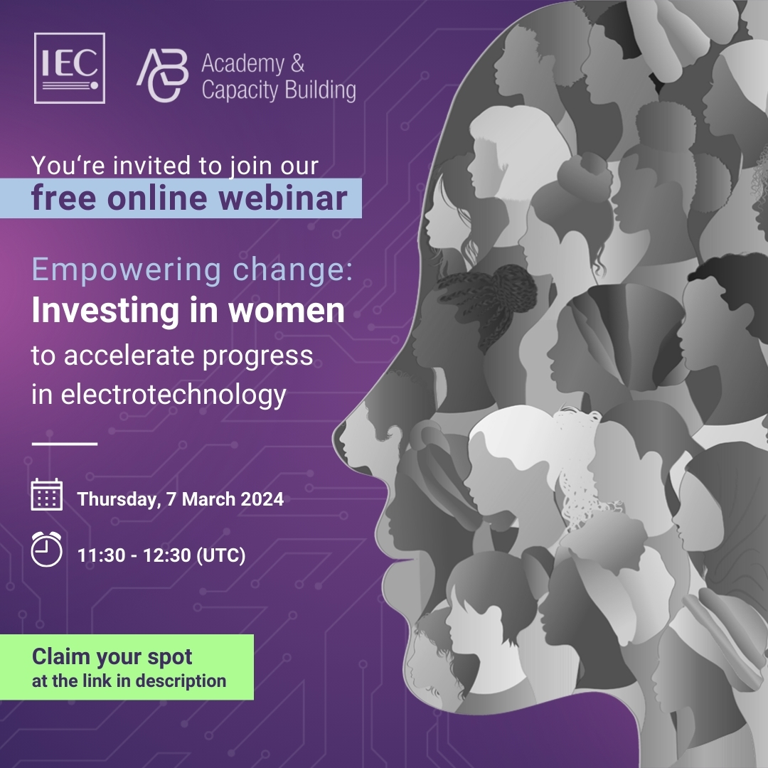 🙌🏽 Join us in celebrating women in electrotechnology! 🌟 We are excited to invite you to our upcoming webinar exploring the pivotal role women play in propelling innovation within this traditionally male-dominated field. 
Register: bit.ly/3SMPDQw
#InvestInWomen #IWD2024