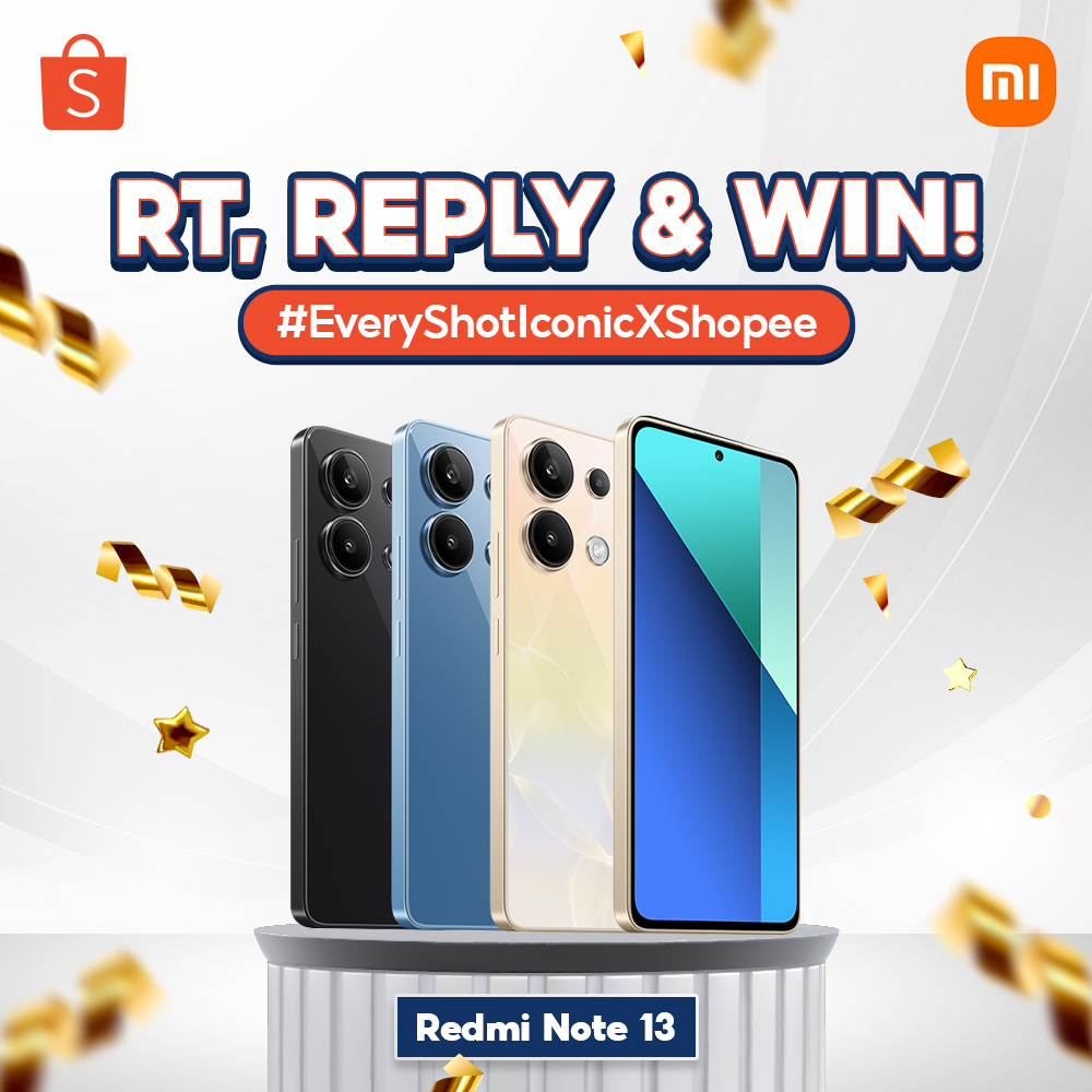 ShopeeID's tweet photo. ✨GIVEAWAY REDMI NOTE 13 ✨

Hari ini mimin &amp; Xiaomi Redmi Note 13 nih! Mau dong?

Caranya:
- FOLLOW  @ShopeeID
- RT &amp; LIKE tweet ini
- Klik banner di bawah ini
- Reply #EveryShotIconicXShopee + tanggal berapa Redmi Note 13 rilis di Shopee?

GOOD LUCK 🧡