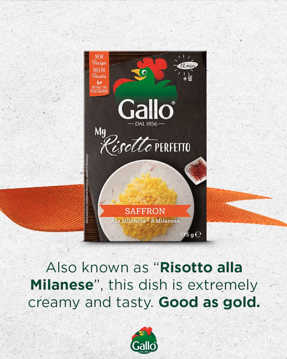 Indulging in the rich flavors of Milanese Saffron Risotto: each spoonful a symphony, an ode to Milan's gastronomic legacy. Try it with our MyRisottoPerfettoSaffron. 🧡 #risotto #risottorice #sustainablerice #sustainablebrand #sustainability #RisoGallo