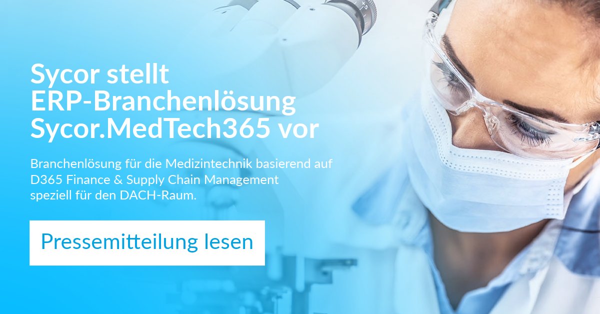 📢 Produktlaunch Sycor.MedTech365 🚀Speziell für die Medizintechnikbranche entwickelt, basiert diese innovative Plattform auf #MicrosoftDynamics 365 Finance &amp; Supply Chain Management. 🏥💡#Medizintechnik #ERP #Innovation sycor-group.com/de-de/pressemi…