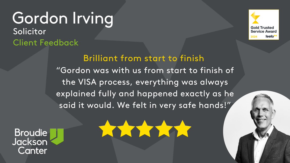 Congratulations Gordon Irving on this piece of wonderful client feedback! ⭐⭐⭐⭐⭐ Find out more about how Gordon can help you here: bit.ly/2Kvwwc5 #jacksonlees #liverpoollawfirm #Testimonial #ClientFeedback #MAPD #immigration