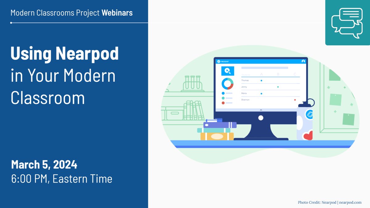 The Modern Classrooms Project (@modernclassproj) on Twitter photo Do you use <a href="/nearpod/">Nearpod</a> in your classroom? We can show you how other Modern Classrooms educators are using this tool to support blended, self-paced, mastery-based learning! Let's dive into the magic of Nearpod in our upcoming webinar! 
Register now: ow.ly/YjYp50QH5Kz. Do you use <a href="/nearpod/">Nearpod</a> in your classroom? We can show you how other Modern Classrooms educators are using this tool to support blended, self-paced, mastery-based learning! Let's dive into the magic of Nearpod in our upcoming webinar! 
Register now: ow.ly/YjYp50QH5Kz.