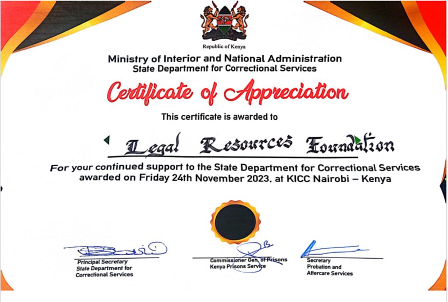 Our commitment to work with @CorrectionalKE @PrisonsKe & @ProbationKE remains unbowed. Thank you for appreciating us.