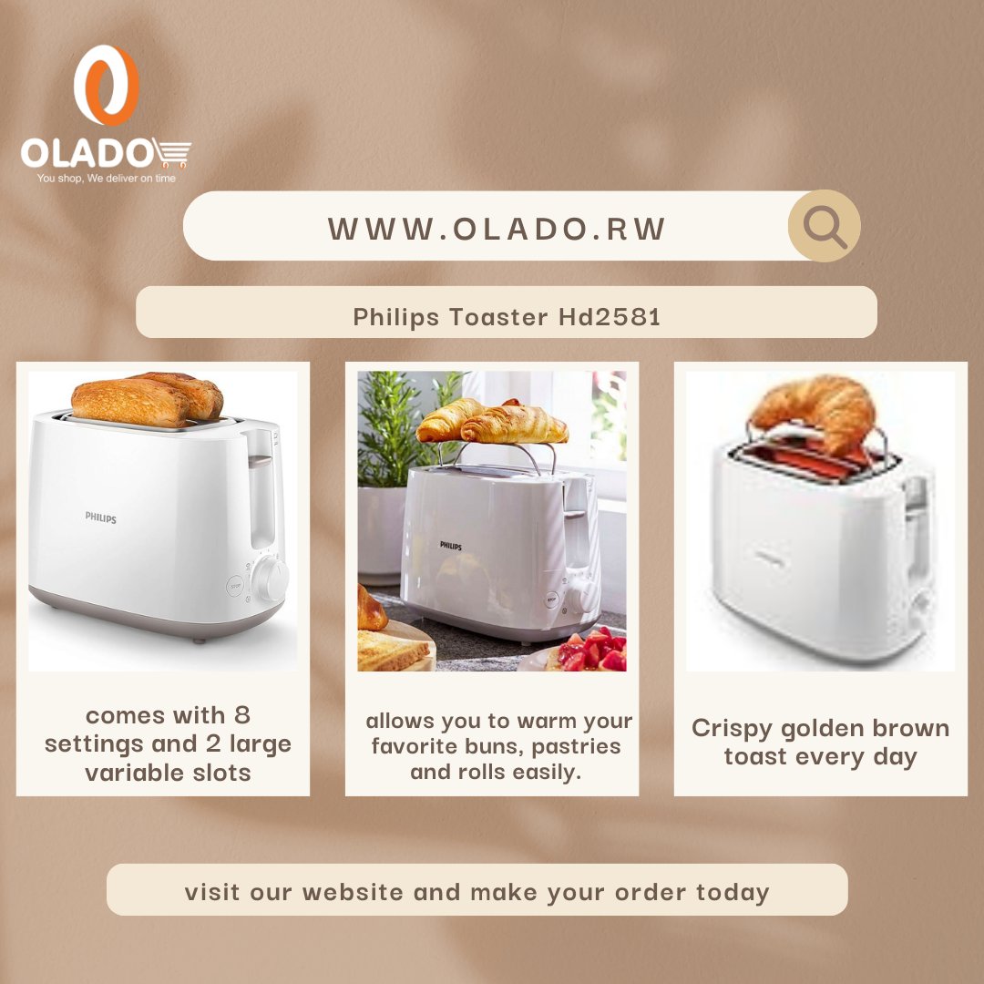 Olado_RW's tweet image. Philips Toaster: Your Daily Bread, Perfectly Toasted.☀️
🔸Philips bread toaster helps you to toast your bread easily 😍
Make your order today🛍️
olado.rw/prodView/REF/0…
🔸Call/Whatsapp:0783229174

 #newproducts #kitchenappliance #breadtoaster #kitchenessentials #kitchengadgets