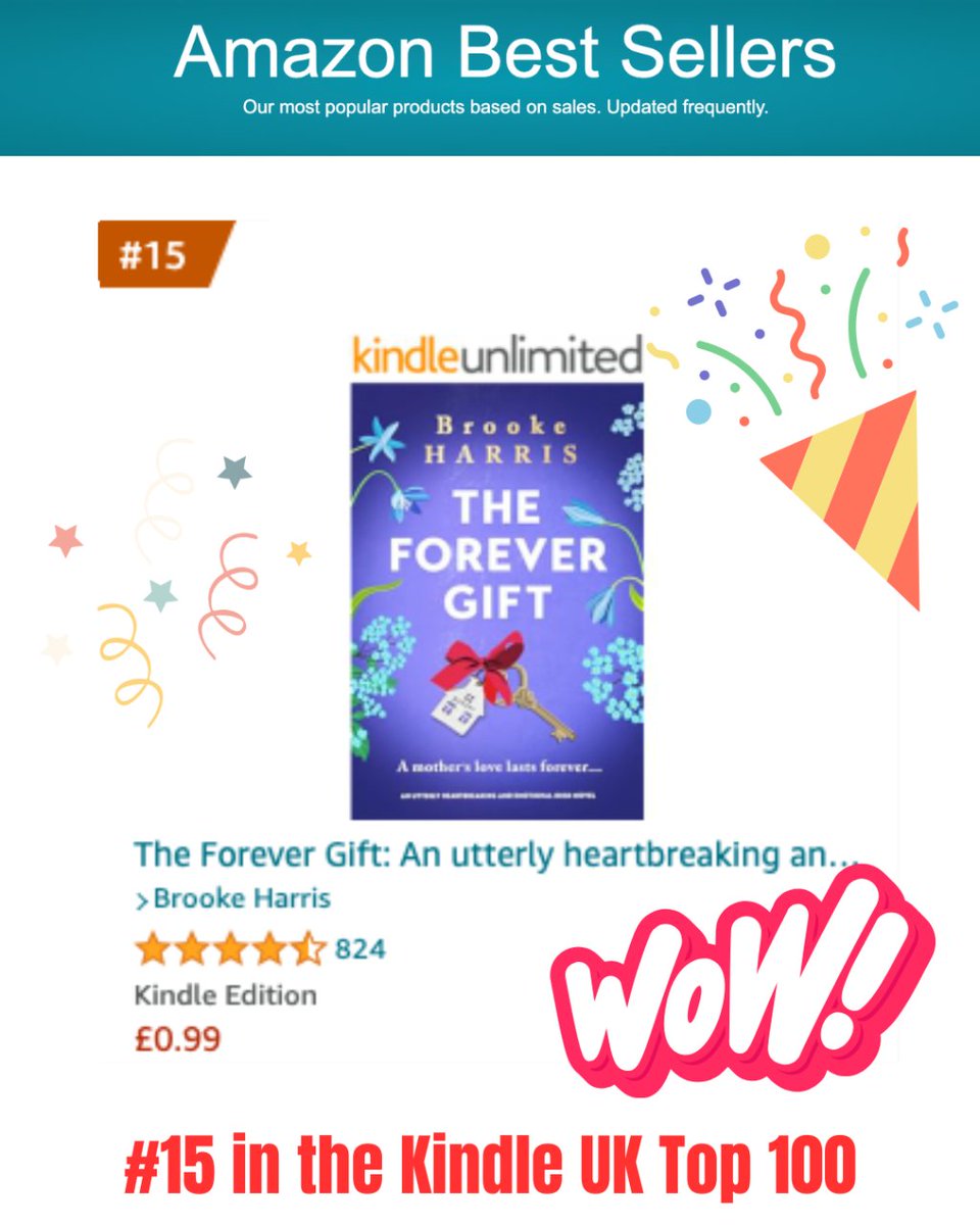 🎉 We are over the moon that The Forever Gift by @Janelle_Brooke Harris made it to #15 in the Amazon Kindle UK chart yesterday evening!  💜 This emotional novel is still on sale in the UK and US so make sure to get yours while you can: geni.us/631-rd-two-am #ebooksale