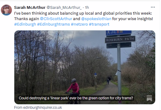 @CyclingEdin @SW20Ed @sto_paul @TransformScot @EdinburghBUG @LivingStreetsEd @edi_dot_bike @thecockburn @CllrScottArthur @DAstonSNP @SanneDD @CllrChasBooth @CouncillorCowdy #Roseburn #tramline Great article by @Sarah_McArthur_ in @EdinInquirer HERE->edinburghinquirer.co.uk/p/could-destro… Our thoughts HERE->twitter.com/SpokesLothian/… As we both agree, it's not simple! @HalOsler @VicNicSNP @maxmitchell91 @julebandel @euandavidson @MG4CityCentre @jomowat @FinlayMcF