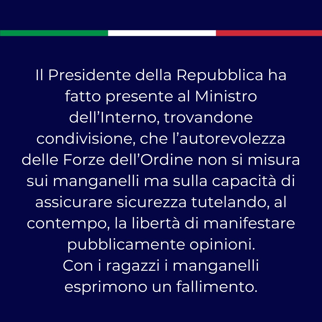 Se sui fatti di Pisa deve intervenire direttamente il Presidente #Mattarella con una nota ufficiale dal <a href="/Quirinale/">Quirinale</a>, vuol dire che la situazione è davvero molto grave.
#M5S #Movimento5Stelle #Pisa #Matarella #Quirinale