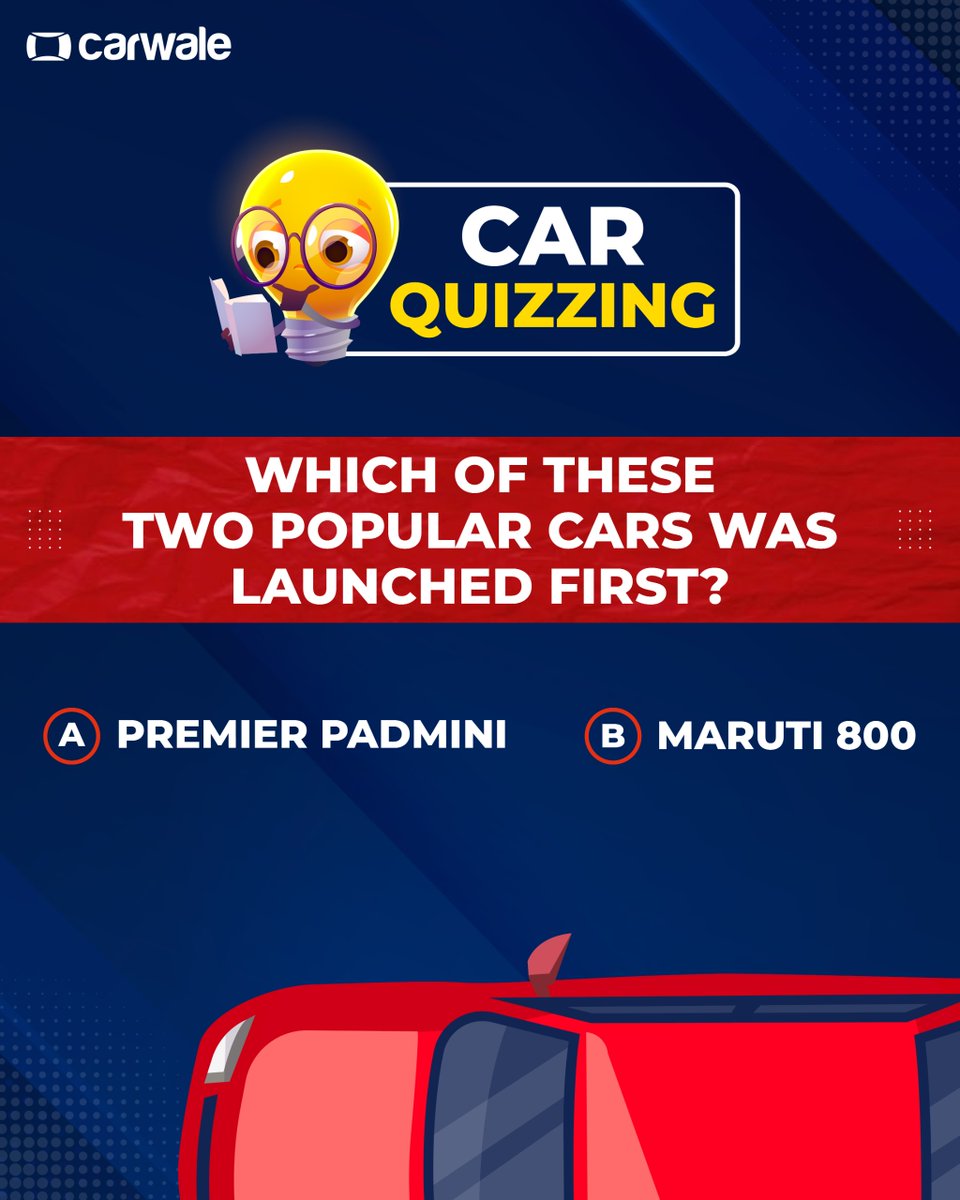 CarWale's tweet image. Let's rewind the wheels of time!
Can you guess which of these two popular cars was launched first?

Share your answer in the comments!

#IndianAutomobiles #QuizTime #CarQuiz #CWCarQuizzing #cars #carlife #automotive