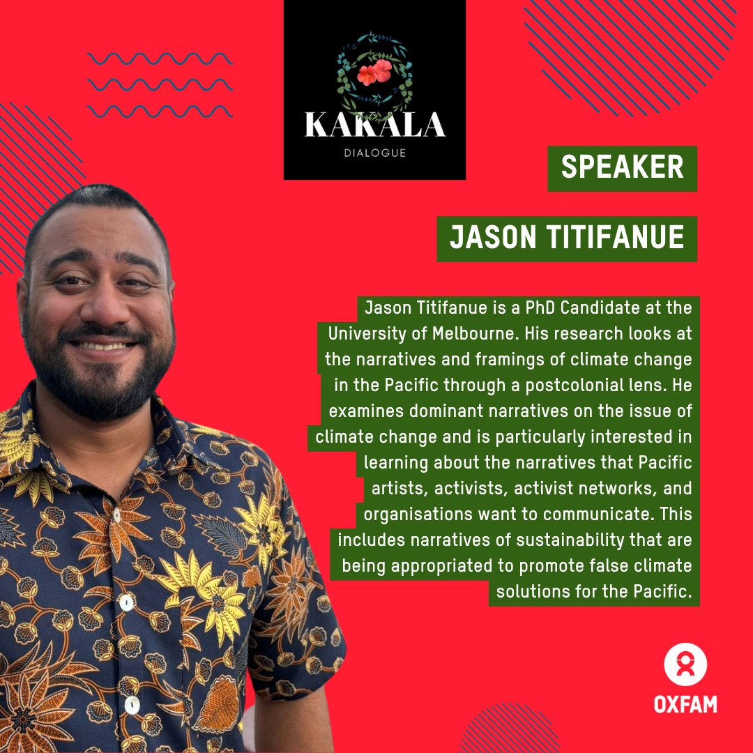 Meet our speaker! Jason will be speaking at our Kakala Dialogue this Wednesday the 28th of Feb at 4pm FJT. The talanoa will focus on why NGOs need to call out false solutions & greenwashing in extractivist industries. Register below: oxfam-org-au.zoom.us/meeting/regist… #DecolonisingAid