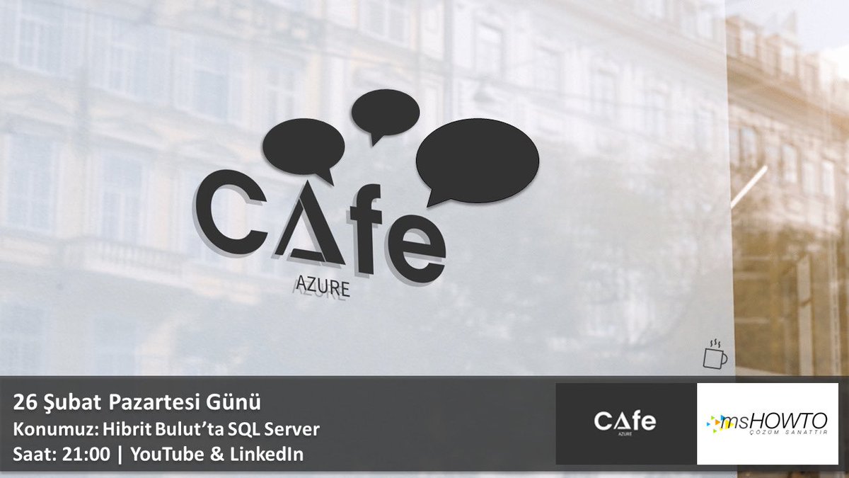 Bu akşam #CafeAzure ‘da çok değerli 2 konuğumuz var: @mustafakara01 ve @mehmetkut Konumuz hibrit bulut üzerinde @SQLServer Saat 21:00’da @mshowto LinkedIn ve YouTube kanallarında canlı yayındayız! #mshowto #mvpbuzz 🔗linkedin.com/video/event/ur… 🔗youtube.com/@YeniMSHOWTO?f…