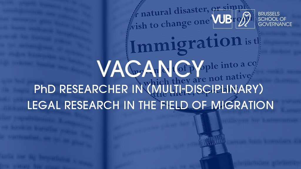 🔊 🔊 🔊 Open Vacancy: PhD researcher in (Multi-Disciplinary) Legal Research in the Field of Migration. 🔎 The Brussels School of Governance is looking for a PhD student with a doctoral grant to draw on law and migration studies. ❓For more information: birmm.research.vub.be/vacancy-phd-re….