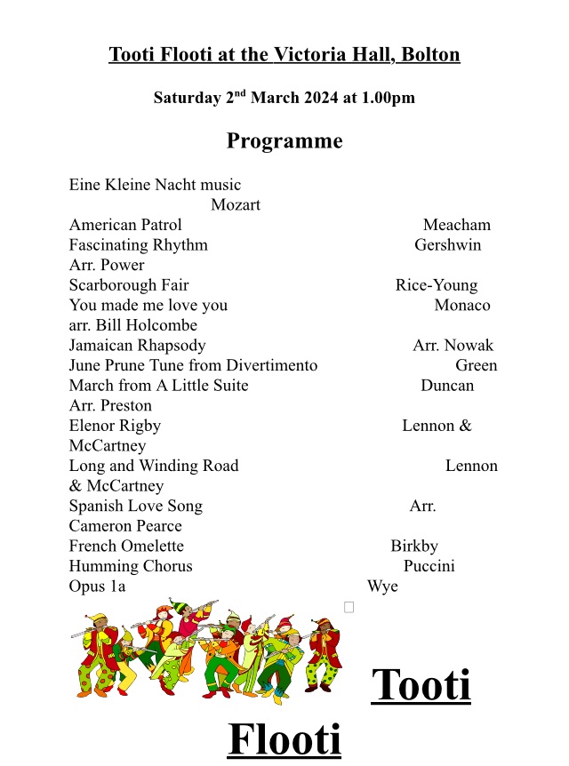 BoltonSymphony's tweet photo. Our friends at Tooti Flooti have a concert coming up on Saturday 2nd March @VicHallBMM  
A fun, varied programme. You may even spot some members of BSO playing!
#flute #bolton #bury #fluteensemble #concert https://t.co/50EVdvlvaX