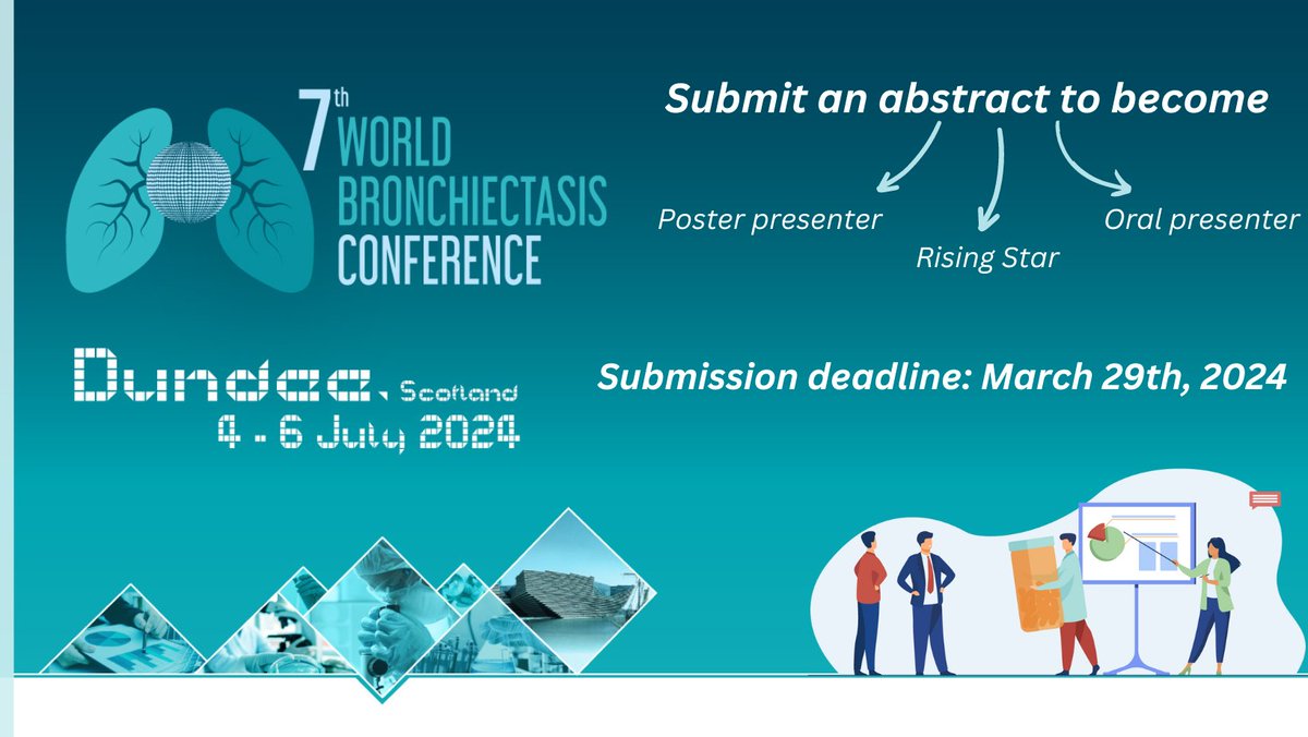 Lena Group Respiratory Hub ๐ซ (@lena_group4resp) on Twitter photo #WBConf24
๐ Do you have a scientific work on
#AATD #Bronchiectasis #NTM #PCD #RespiratoryInfections #RespiratoryPhysiotherapy ?
This is your chance to submit it!
check guidelines & topicsโก๏ธworld-bronchiectasis-conference.org/2024/?page_id=โฆ
โฐDeadline: 29 March 2024
๐
4-6 July 2024
๐Dundee, Scotland #WBConf24
๐ Do you have a scientific work on
#AATD #Bronchiectasis #NTM #PCD #RespiratoryInfections #RespiratoryPhysiotherapy ?
This is your chance to submit it!
check guidelines & topicsโก๏ธworld-bronchiectasis-conference.org/2024/?page_id=โฆ
โฐDeadline: 29 March 2024
๐
4-6 July 2024
๐Dundee, Scotland