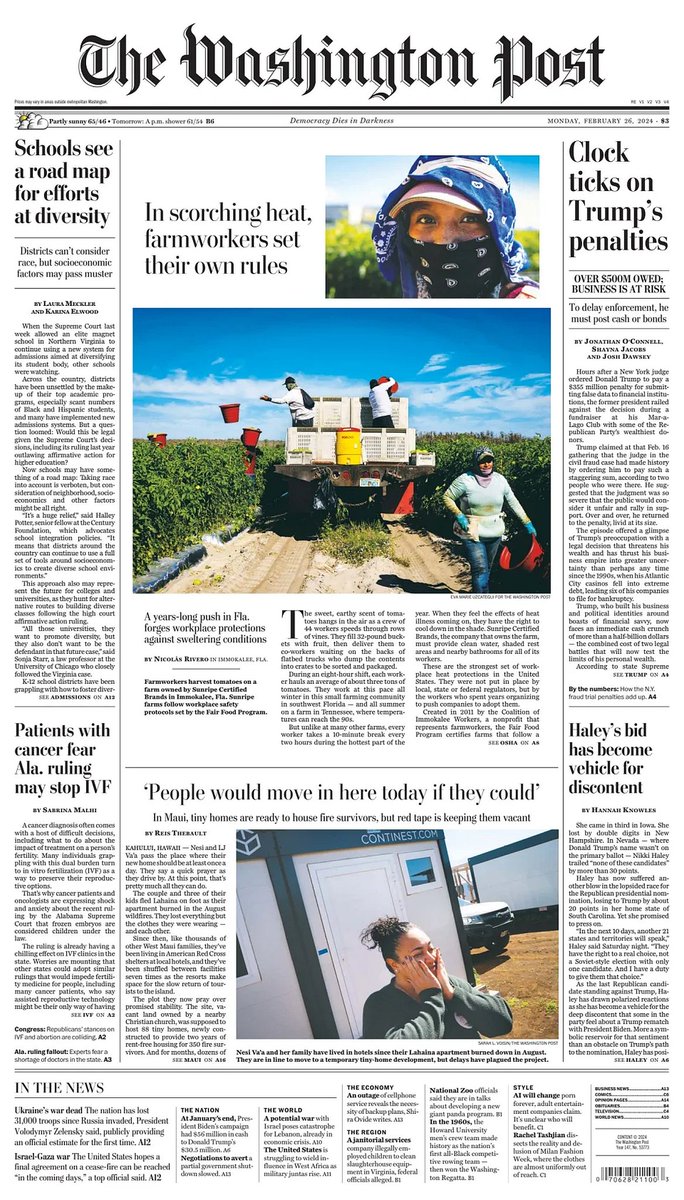 🇺🇸 These farmworkers created America’s strongest workplace heat rules ▫A years-long push in Fla. forges workplace protections against sweltering conditions ▫@NicolasFuRivero ▫tinyurl.com/2cwt874k #frontpagestoday #USA @washingtonpost 🇺🇸