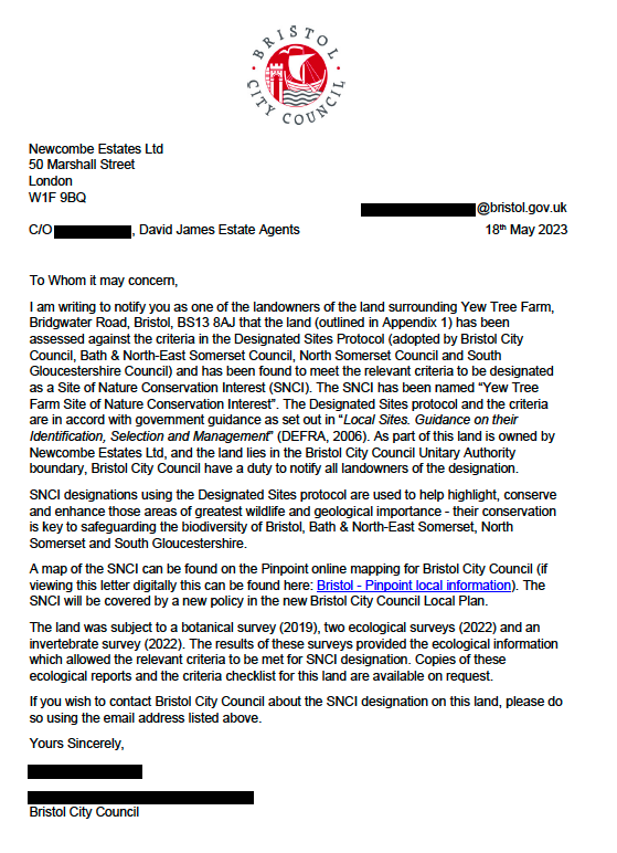 BristolTreeFora's tweet photo. Just in case anyone doubts whether there are (were?) Dormice living in the Yew Tree Farm SNCI, here is the formal SNCI designation.

And the landowners should have known this.

#saveyewtreefarm https://t.co/9sapZWgDbC