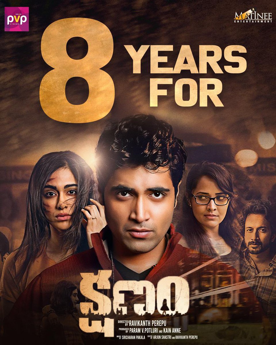 Celebrating 8 years of heart-pounding moments where each #Kshanam felt like an eternity 💥 #8YearsForKshanam ❤️‍🔥 @AdiviSesh @adah_sharma @anusuyakhasba @ActorSatyaDev @ravikanthperepu @SricharanPakala @PVPCinema @MatineeEnt @pasha_always