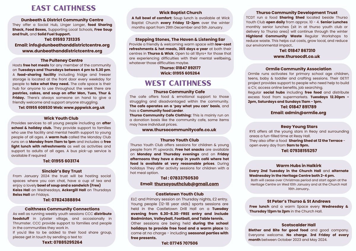 Here's a guide for various support systems around Caithness. Caithness Poverty Action Group have put together resources and knowledge around cost of living concerns in the Far North.