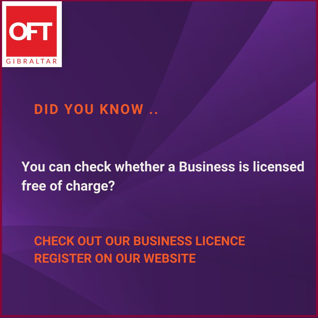 Check out our FREE business Licence register: oft.gov.gi/business-licen… #Gibraltar #Consumers #HeretoHelp