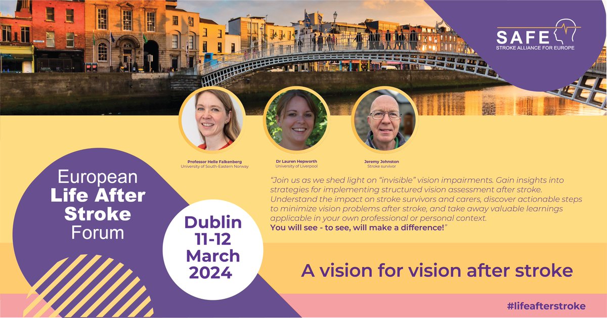 🔎 Spotlight on #ELASF2024 programme: a vision for vision after stroke. This parallel about sight loss after stroke will be presented by Dr @lauren_hepworth, Prof Helle Falkenberg and Jeremy Johnston. Register now👉bit.ly/4al3vJB #LifeAfterStroke