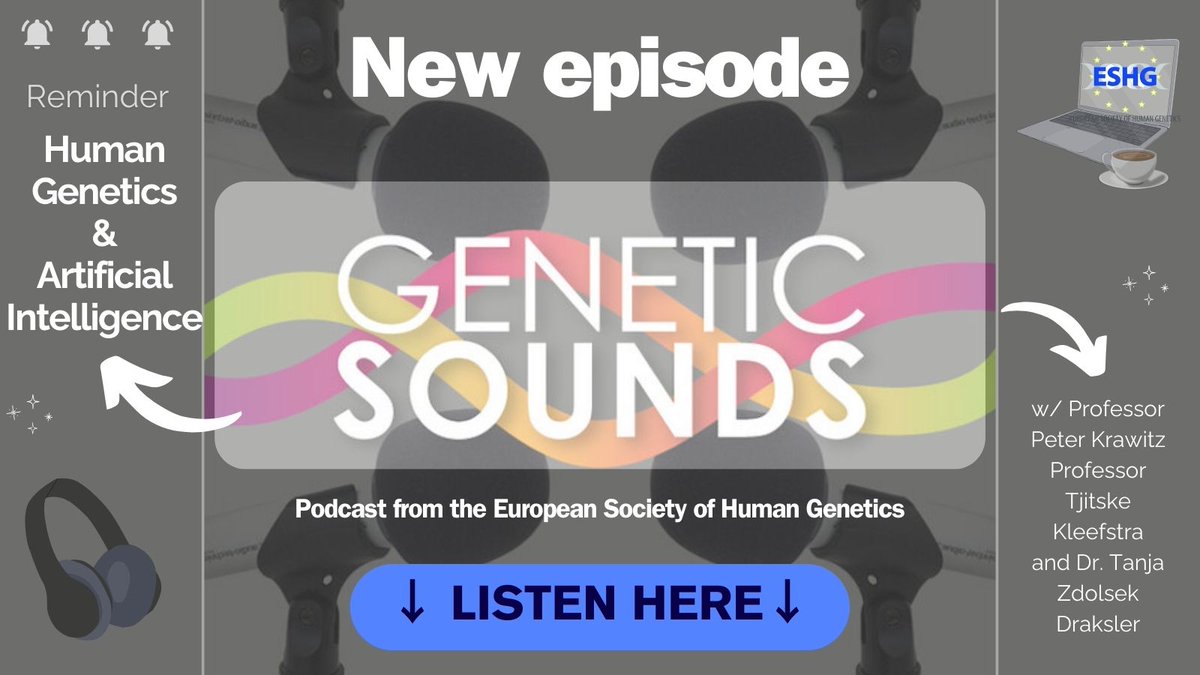 🖥️ Can AI help in the study of human genetics? Collaboration and education for a brighter future New episode of #geneticsounds from @eshgsociety, @whitworth_group & @eshg_young 🎧Listen to the experts @KrawitzPeter, @TanjaZdolsek and @KleefstraSynd ➡️open.spotify.com/episode/1ICrgp…