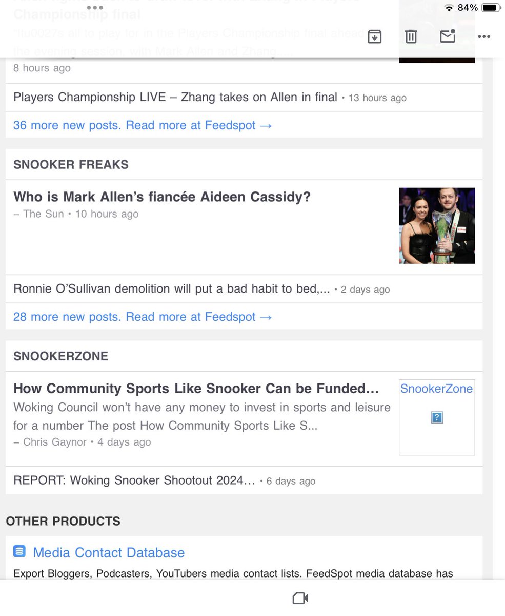 SnookerZone featured on feedspot weekly…#Communitysport #funding
