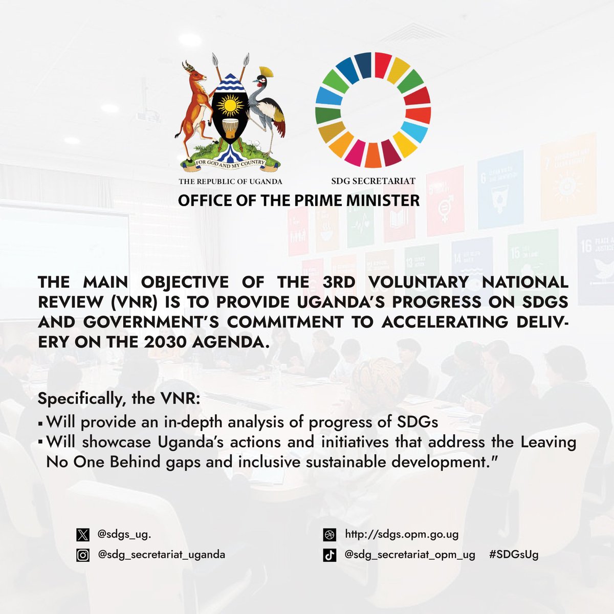 Following Uganda's progress on SDG implementation and monitoring,  what do you expect to see in the upcoming #VNR2024 consultations in Uganda!

Interact with us!

#KnowYourSDG
#Youth4SDGs