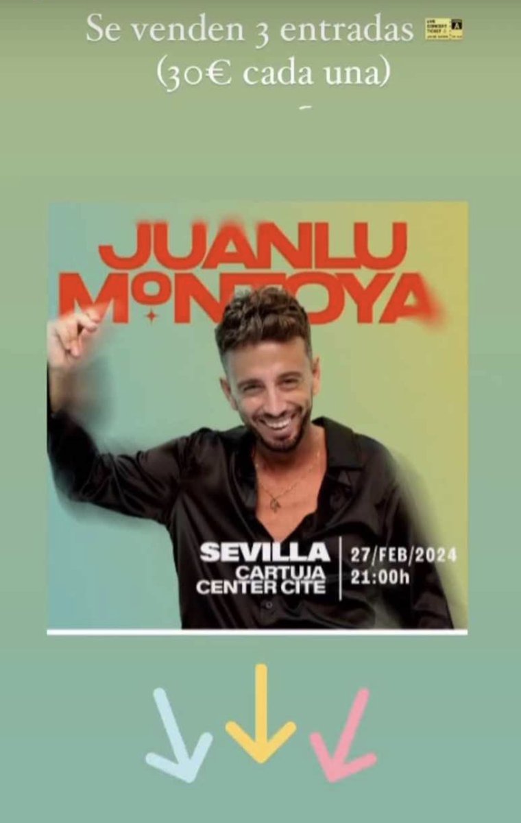 anamaegav's tweet photo. Se vende!!! #juanlumontoya #concierto #entrada #sevilla 27 de febrero https://t.co/145IgqA08P