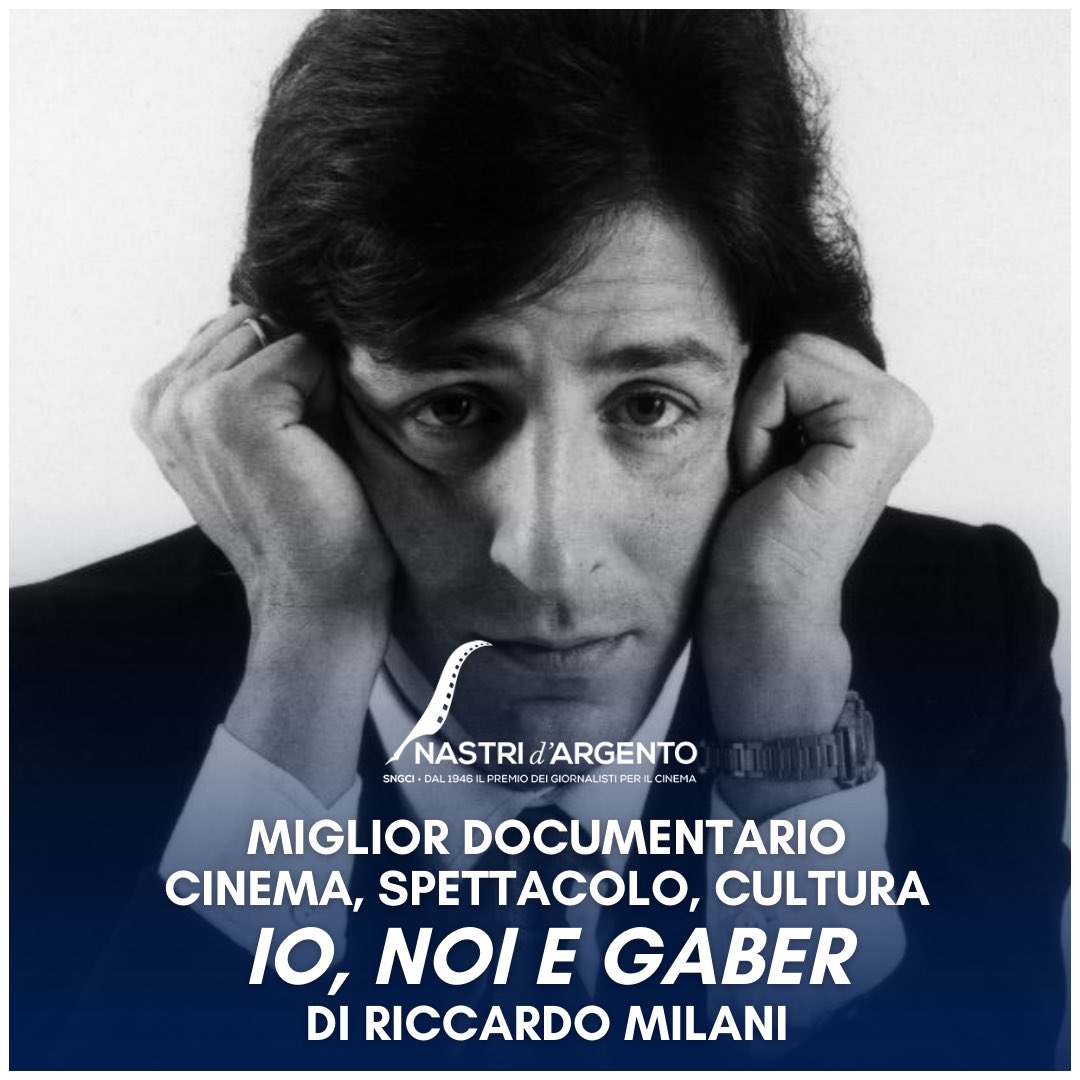 A “Io, noi e Gaber” di @ricmilani il Nastro d’Argento Miglior Documentario 2024 nella sezione dedicata a #Cinema, #Spettacolo, #Cultura #nastridargento #nastridargento2024 #documentari2024