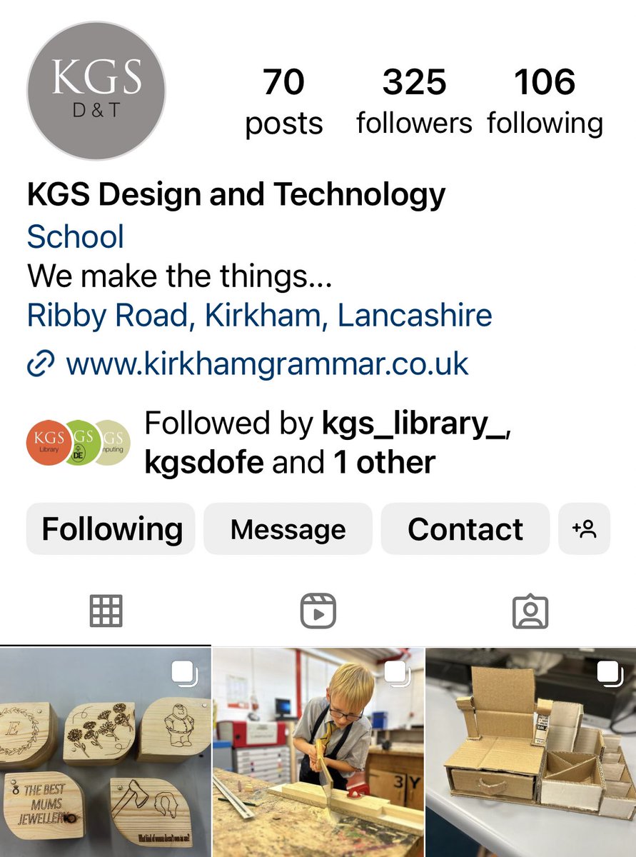 KGS_DandT's tweet photo. All news and information relating to @KGS_DandT will, with effect from today, be posted on the KGS Design and Technology Instagram page (see image below for details). Thank you! #KGSfamily https://t.co/YC00cmZd74