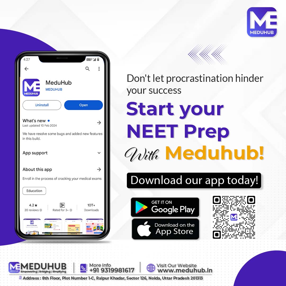Medu_hub's tweet image. Meduhub: Your ultimate study companion!
Embark on the journey toward medical success with Meduhub. Get access to amazing live classes, comprehensive notes, interactive flashcards, and much more.
Don&apos;t just aim for success, achieve it with Meduhub!
.
.
.
#neet2024  #Meduhub