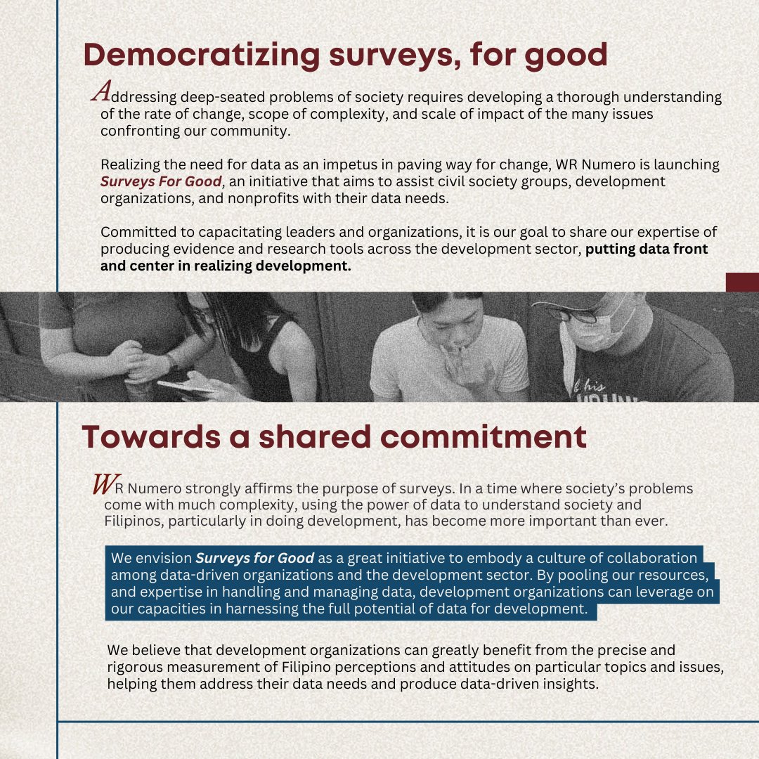 WR_Numero's tweet image. HARNESS THE FULL POTENTIAL OF DATA FOR DEVELOPMENT 🌿

We invite non-profit organizations to field survey questions to Surveys For Good, our newest initiative that aims to assist the development sector with their data needs.

Visit bit.ly/WRN-S4G-Q12024 to submit questions.
