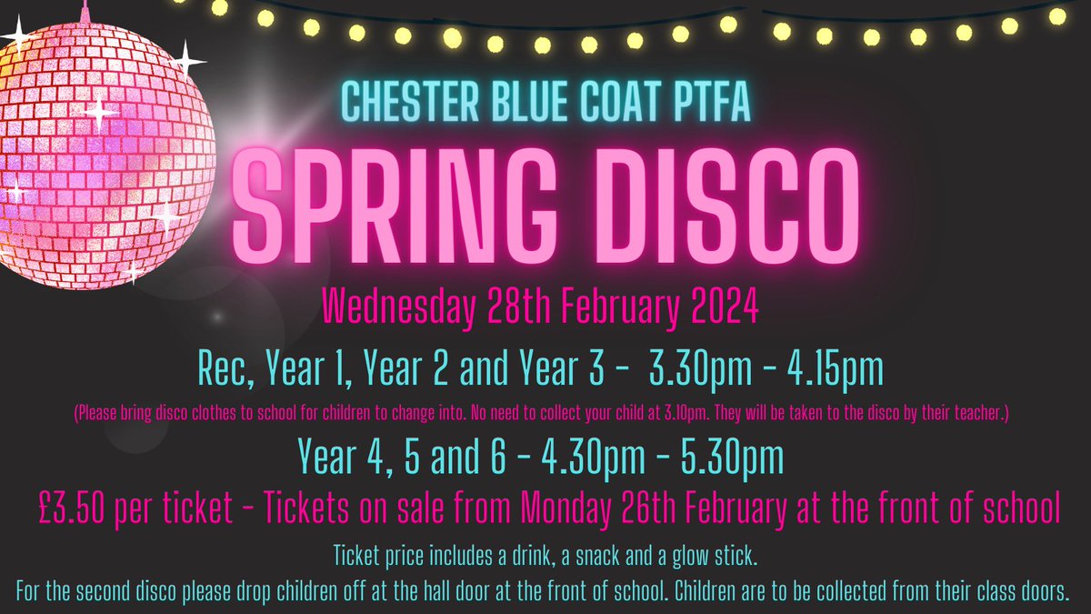 Tickets on sale now! £3.50 per child - we can accept cash or card. 🪩💃🕺