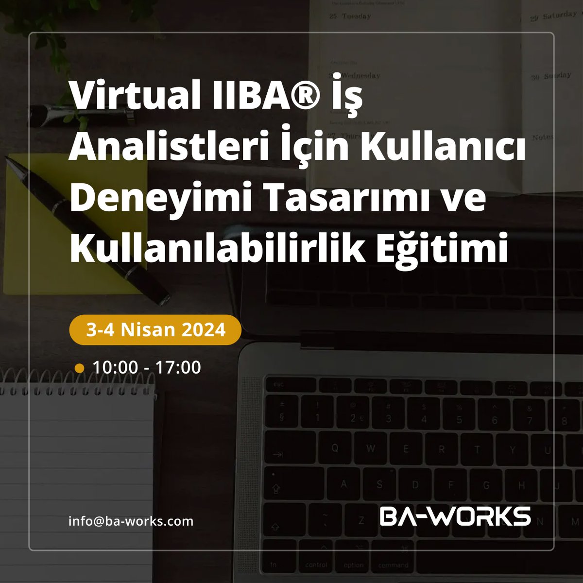 BA_Works's tweet photo. Virtual IIBA İş Analistleri İçin Kullanıcı Deneyimi Tasarımı ve Kullanılabilirlik Eğitimimiz 3-4 Nisan'da!

Eğitim hakkında detaylı bilgi ve kayıt için websitemizi ziyaret edebilirsiniz 👉🏻 https://t.co/AHTuOJDGoU

#IIBA #UXDesign #Usability #KullanıcıDeneyimi https://t.co/aulpMx2Wx4