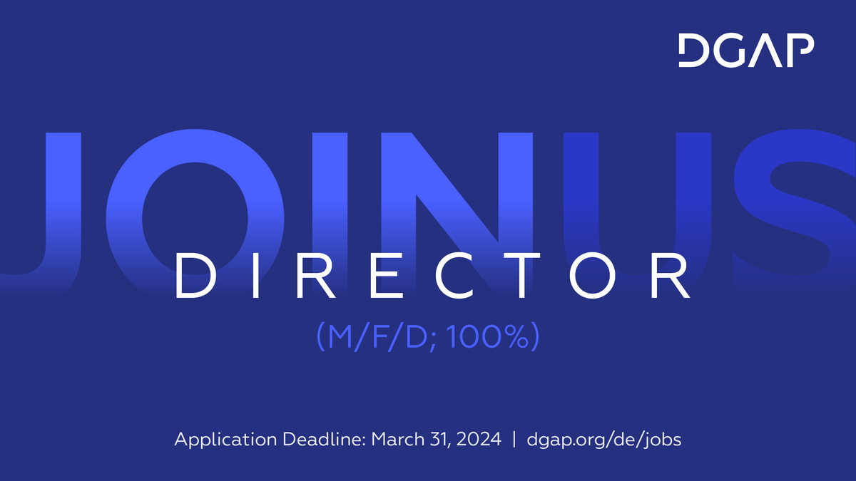 dgapev's tweet photo. We are looking for a new director to lead, integrate and shape our organization with 100 employees and 2,700 members! Apply until March 31 and become a crucial part of #TeamDGAP!
All details 👇
https://t.co/hUzGTOLqQW
#AdvancingForeignPolicy https://t.co/Av6V11izdh