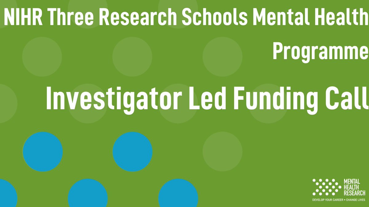 Incubator for Mental Health Research (@mhrincubator) on Twitter photo Are you a researcher looking to run your own #mentalhealthresearch project?
If you are connected to <a href="/NIHRSPCR/">NIHR School for Primary Care Research</a> <a href="/NIHRSPHR/">NIHR SPHR</a> <a href="/NIHRSSCR/">NIHR School for Social Care Research</a> then check out this new funding call!
No PhD required!
<a href="/MOT1ON_Research/">MOTION Research</a> <a href="/CMHPCommunity/">CMHP</a> <a href="/MHNRU_/">Mental Health Nursing Research Unit</a> <a href="/sapcacuk/">SAPC</a>
mentalhealthresearch.org.uk/nihr-three-res… Are you a researcher looking to run your own #mentalhealthresearch project?
If you are connected to <a href="/NIHRSPCR/">NIHR School for Primary Care Research</a> <a href="/NIHRSPHR/">NIHR SPHR</a> <a href="/NIHRSSCR/">NIHR School for Social Care Research</a> then check out this new funding call!
No PhD required!
<a href="/MOT1ON_Research/">MOTION Research</a> <a href="/CMHPCommunity/">CMHP</a> <a href="/MHNRU_/">Mental Health Nursing Research Unit</a> <a href="/sapcacuk/">SAPC</a>
mentalhealthresearch.org.uk/nihr-three-res…