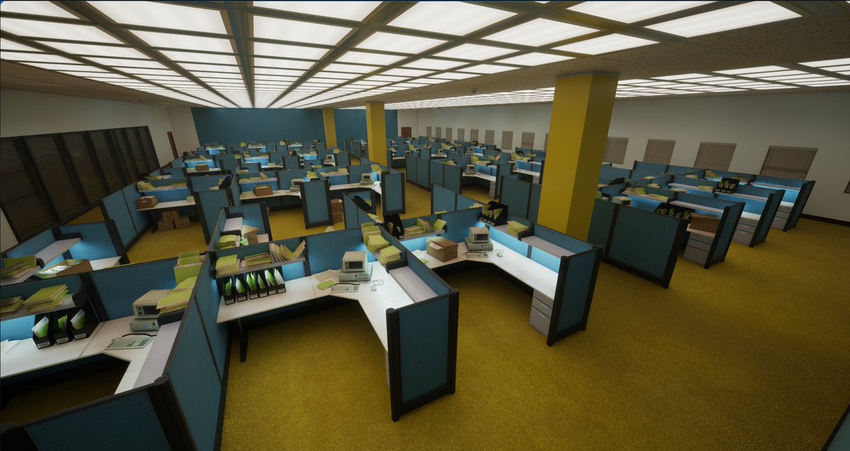 olmax3d's tweet image. W.I.P small update, papers props were added #madewithunrealengine #ue5 #UnrealEngine #Retro #OfficeSpace