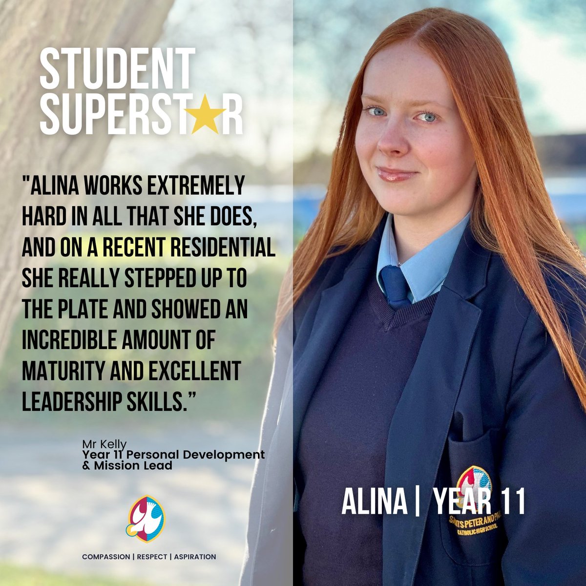 StsPnP's tweet photo. Congratulations to #StudentSuperstar #Year11 student Alina S. The Year team said " Alina consistently gets everything right and displays our school's mission, vision & values through her conduct & behaviour on a daily basis, working extremely hard in all that she does."
#BePandP https://t.co/4HxQqUL5I3