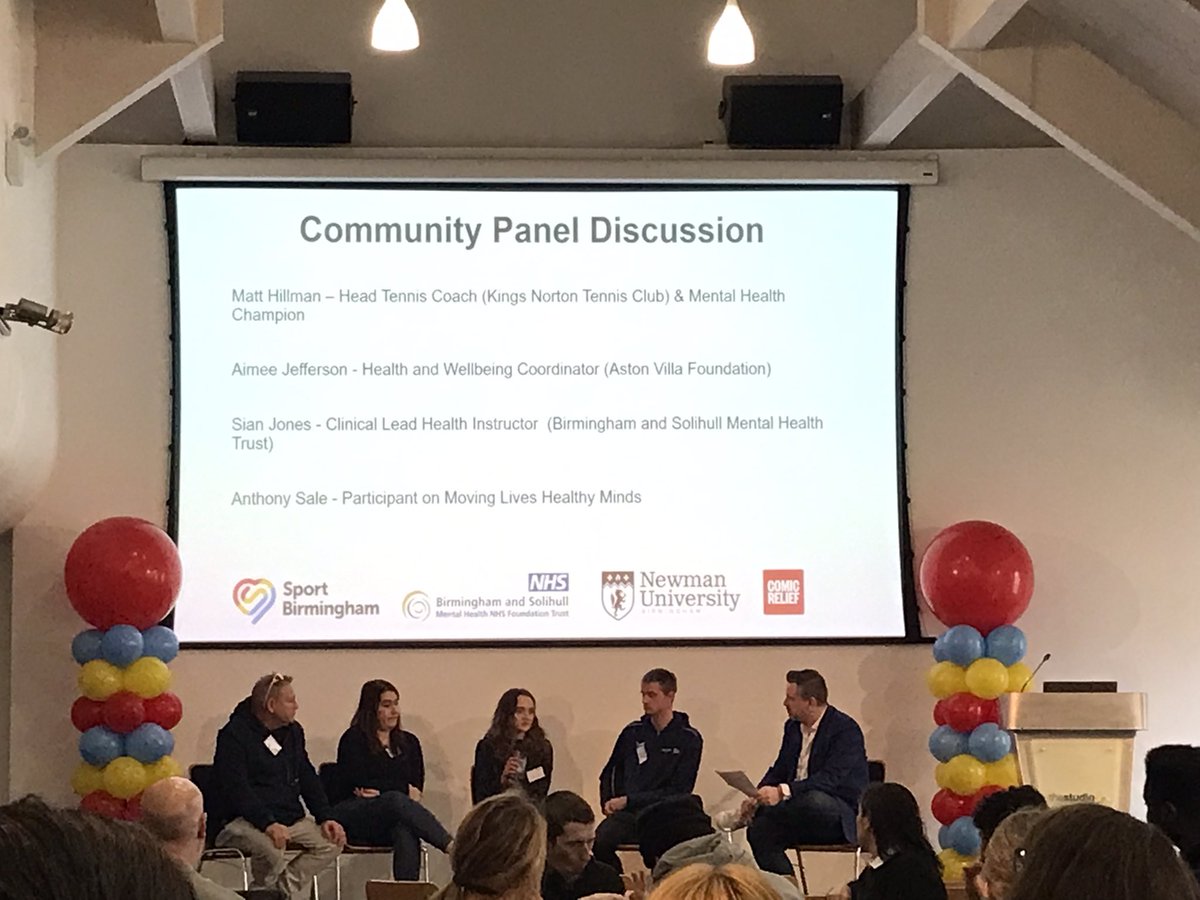 Ed James @edjames_ leading a community panel discussion with partners on our project from @AVFCFoundation , Kings Norton Tennis, @bsmhft and Tony a service-user sharing their experiences