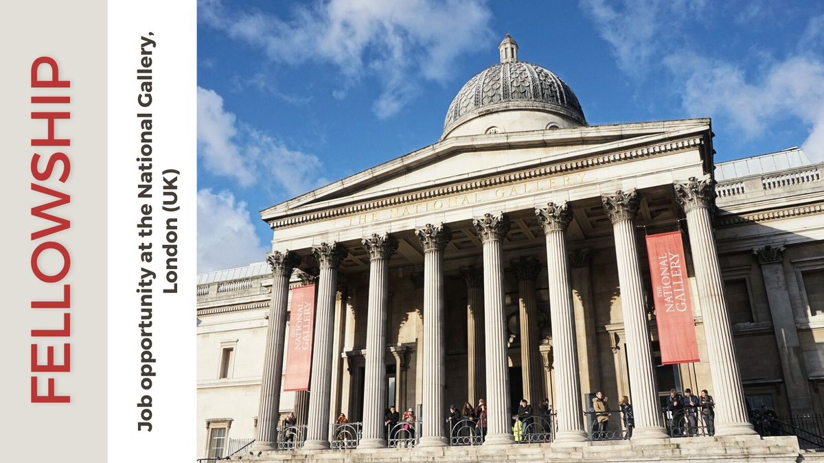 #JobOpportunity at the Scientific Department of the @NationalGallery, 22-month fellowship funded by the Aldama Foundation. 👉Apply by March 13th, H 10am at bit.ly/49t7aEG👈 #HeritageScience @iperion_hs @ERIHS_si @ERIHSuk @ErihsIt @ErihsGr @erihs_france @EnglishHeritage