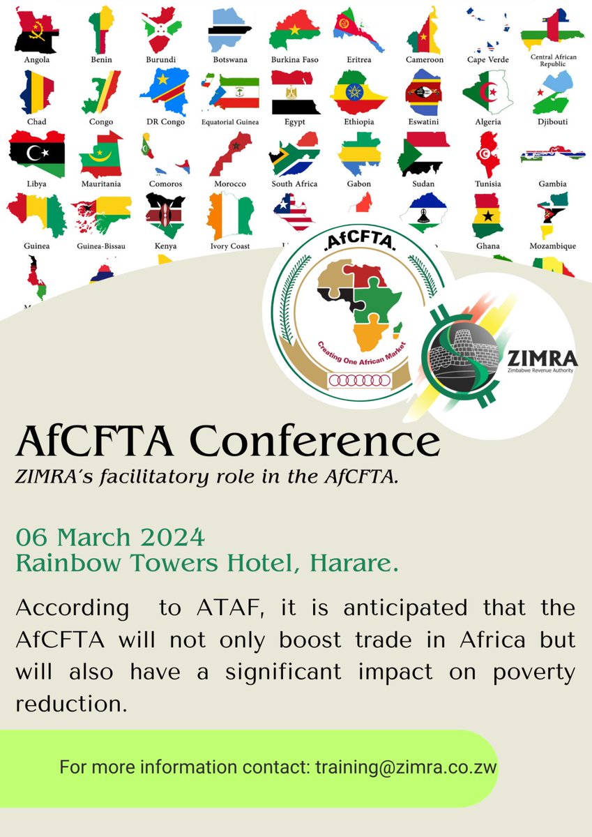 As a Trade knowledge Management expert from Zimbabwe, I am glad to see @Zimra_11 hosting the @AfCFTA Conference, where the focus will be on their facilitatory role in the African Continental Free Trade Area (AfCFTA). This game-changing event aims to shed light on the crucial…